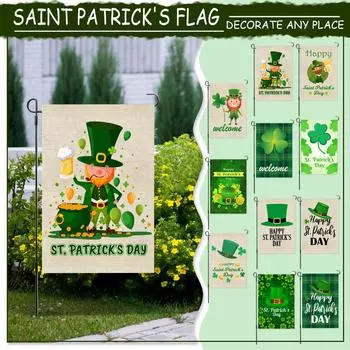 Шемрокс Стрит. Приветственный флаг из мешковины ко Дню Святого Патрика, 12x18 дюймов One Size