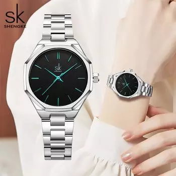 Shengke новые модные женские часы лучший бренд женские роскошные креативные женские часы-браслет женские кварцевые водонепроницаемые часы подарок серебряный