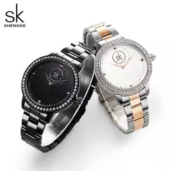 Shengke Роскошные женские часы Женские Женевские дизайнерские женские часы для женщин Роскошные японские кварцевые наручные часы розового золота золотистый