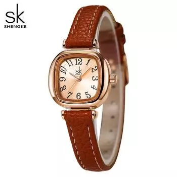 Shengke SK часы модные женские часы элегантные женские кварцевые наручные часы оригинальные женские часы Relogio Feminino коричневый