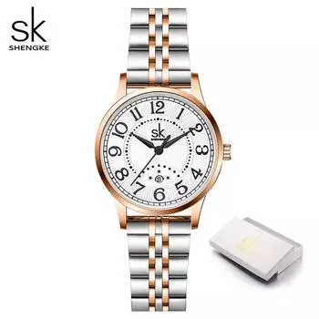 Shengke женские часы модный бренд женский браслет наручные часы SK женские деловые часы водонепроницаемые часы с датой подарок серебряный