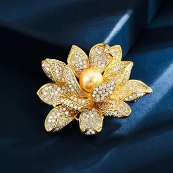 Shengshi Лотос Брошь Высокого Класса Женская Изысканная Роскошная Брошь Tide Flower Pin Высокого Класса Аксессуары
