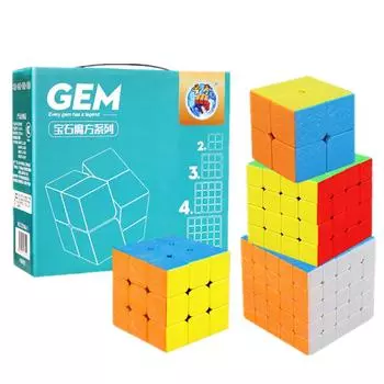 Shengshou GEM 4 шт./компл. 2x2 3x3 4x4 5x5 Magic Cube 3x3x3 4x4x4 5x5x5 2x2x2 Куб-головоломка Подарочная коробка Развивающая игрушка