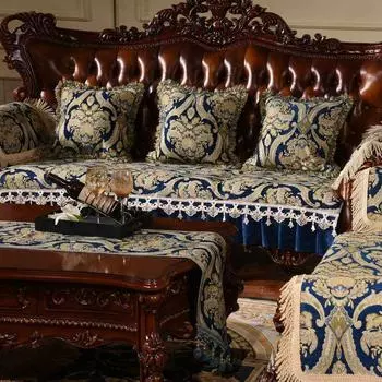 Шенилл Нескользящий Роскошный Ретро Ткань для Чехла на Диван Royal Blue Sort hand towel 50*60cm