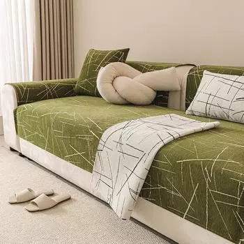 Шенилл Современные Простые Роскошные Диванные Подушки Четыре Сезона Удобные Пятностойкие И Противоскользящие Универсальные Чехлы Для Диванов Ткань 70x70