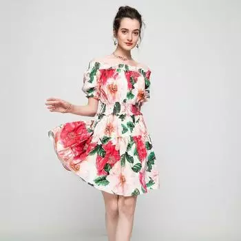 Shenzhen Nanyou Slim-Fit off-Shoulder Elastic Waist Dress Color XL