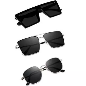 Sheomy Unisex Combo offer pack of 3 shades glasses Square Sunglasses Rectangle Retro Vintage Narrow Women::Men, MAVE-013