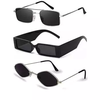 Sheomy Unisex Combo offer pack of 3 MC stan goggles MC stan sunglasses Candy Sunglasses Black Rectangle Narrow Sunglasses Women::Men ,candy MC stan 17