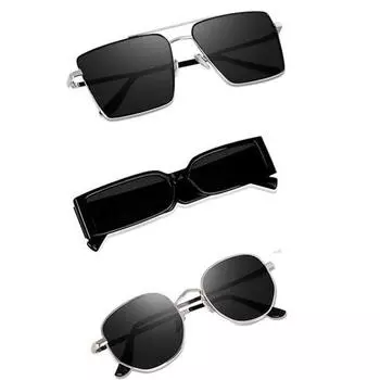 Sheomy Unisex Combo offer pack of 3 shades glasses Square Sunglasses Rectangle Retro Vintage Narrow Women::Men