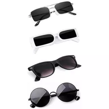 Sheomy Unisex Combo offer pack of 4 shades glasses pathan Sunglasses Rectangle Retro Vintage Narrow Women::Men, MKN-379