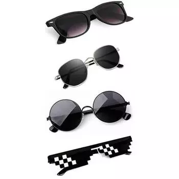 Sheomy Unisex Combo offer pack of 4 shades glasses pathan Sunglasses Rectangle Retro Vintage Narrow Women::Men, MKN-425