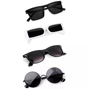 Sheomy Unisex Combo предлагает набор из 4 очков pathan Sunglasses Rectangle Retro Vintage Narrow Women::Мужчины, МКН-121
