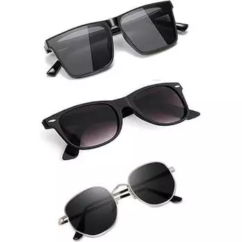 Sheomy Упаковка из 3 ретро-модных прямоугольных узких очков MC STAND для мужчин и женщин, модные солнцезащитные очки в квадратной оправе, модные очки BMC-006