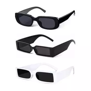 Sheomy Упаковка из 3 ретро модных прямоугольных узких очков MC STAND для мужчин и женщин, модные солнцезащитные очки в квадратной оправе, необычные очки WSC-025