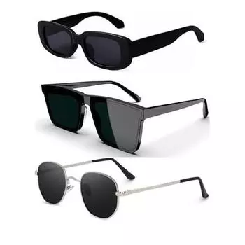 Sheomy Упаковка из 3 ретро-модных прямоугольных узких очков MC STAND для мужчин и женщин, модные солнцезащитные очки в квадратной оправе, необычные очки HBW-012