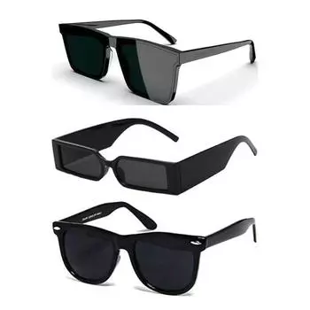 Sheomy Упаковка из 3 ретро модных прямоугольных узких очков MC STAND для мужчин и женщин, модные солнцезащитные очки в квадратной оправе, модные очки MESH-003