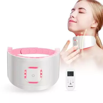 Шея Шея EMS Устройство Красоты Лица Цветной Свет Устройство Красоты Шеи Домашнее Беспроводное Пульт Дистанционного Управления USB Перезаряжаемый Подарок белый