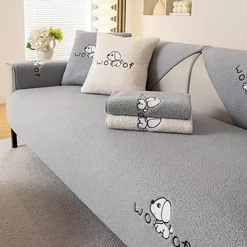 Sherpa sofa cover, dog friendly, pet favorite, plush and soft, thick plush sofa cover, plush non slip sofa cover, furniture cove Backrest70X70cm темно-серого