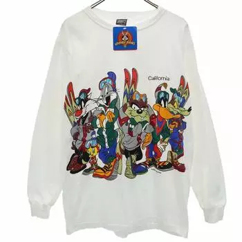 SHERRY’S 90s Unused Looney Tunes USA Made Warner Bros Deadstock Print Long sleeve T-shirt Men s Used