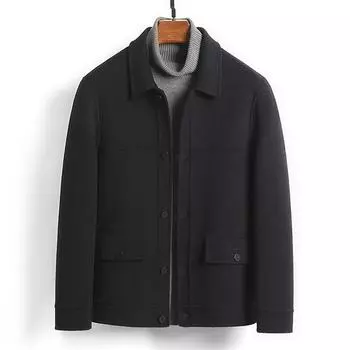 Шерсть Двусторонняя шерстяная осень и зима Новое шерстяное пальто Мужское короткое пальто без кашемира M
