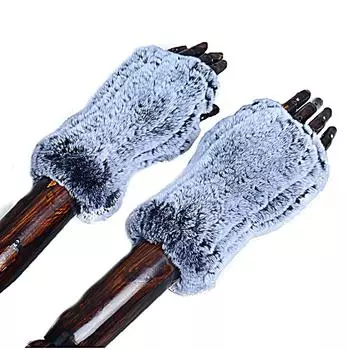 Шерсть кролика, перчатки без пальцев, женские меховые, утолщенные до половины пальцев, двусторонняя шерсть кролика Рекс, толстая для езды на велосипеде, ветрозащитные average size