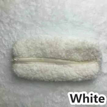 Шерсть ягненка 6 цветов 1 шт. для студентов для девочек на молнии пушистый милый кавайный косметичка пенал белый