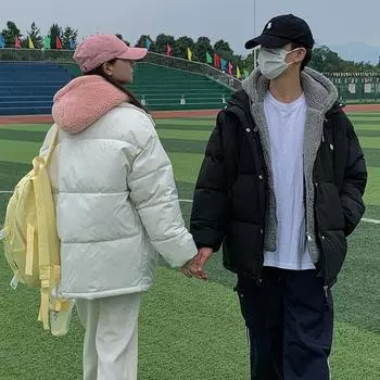 Шерсть ягненка сращивание поддельные две части утолщенный капюшон пух хлопковая одежда женская летняя новая пара хлопчатобумажная подкладка пальто S чёрный