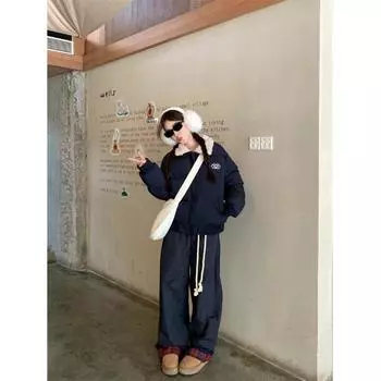 Шерстяная хлопковая куртка с лацканами в стиле ретро, женская одежда, осень 2024, новая свободная и тонкая теплая и тонкая одежда с хлопковой подкладкой S