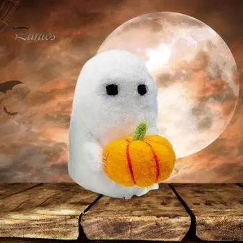 Шерстяная кукла-призрак тыквы на Хэллоуин, Призрак ручной работы, валяная игрушка, шерстяная фигурка для домашнего декора на Хэллоуин, подарки для мальчиков и девочек 3