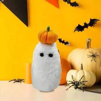 Шерстяная кукла ручной работы, шерстяная валяная кукла-призрак с тыквой, Хэллоуин, жуткие вязаные поделки, фетровая фигурка призрака для украшения дома, подарки C