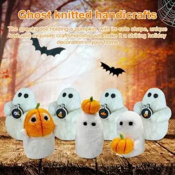 Шерстяная кукла, валяная кукла-призрак ручной работы из шерсти с тыквой, жуткие вязаные поделки на Хэллоуин, привидение из фетра C