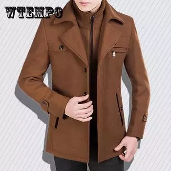 Шерстяная куртка, мужская хлопковая куртка «два в одном», зимнее толстое теплое пальто, повседневная тонкая парка, длинная 4XL вино красного