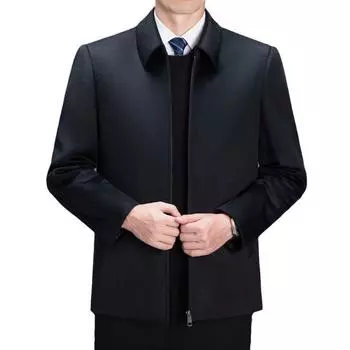 Шерстяная куртка мужская легкая роскошная деловая осенне-зимняя повседневная шерстяная куртка среднего возраста с воротником-стойкой, куртка для папы M