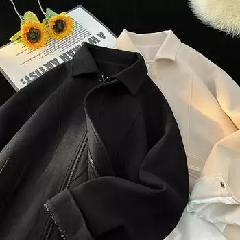 Шерстяная куртка мужская, новая универсальная осенне-зимняя куртка мужская повседневная шерстяная короткая куртка с лацканами для мужчин M