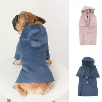 Шерстяная одежда для щенков, однотонная нелипкая утепленная шерсть для собак, зимнее пальто с капюшоном, одежда для домашних животных M розовый