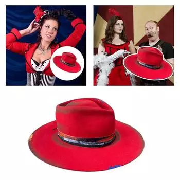 Шерстяная окрашенная фетровая шляпа с широкими полями в стиле вестерн для женщин и мужчин, реквизит для фотосъемки, фетровая шляпа в стиле вестерн для мужчин и женщин, одежда унисекс красный