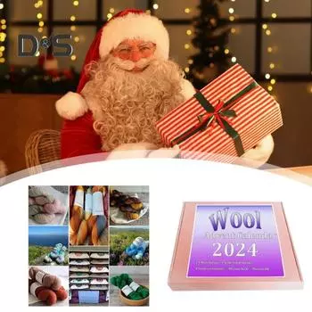 Шерстяная пряжа Адвент-календарь 2024 Пряжа Рождественский календарь обратного отсчета Цветные мотки пряжи Адвент-календарь Подарок для любителей вязания 1pc