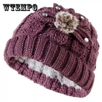 Шерстяная шапка для старика, женская плюс бархатная, чтобы согреться, осенне-зимняя вязаная шапка ручной работы one size