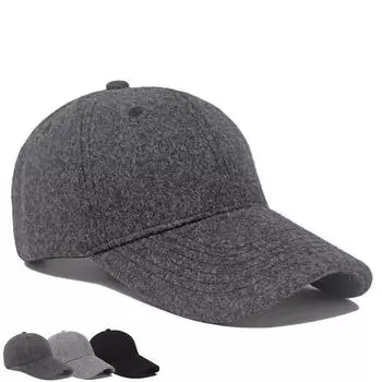 Шерстяная шапка, мужская флисовая толстая бейсболка, женская кепка, зимняя теплая шапка, уличная панама, шляпа Snapback чёрный