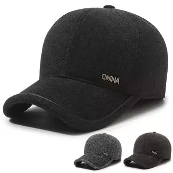 Шерстяная шапка мужская сезонная защита от холода теплая кепка для людей среднего и пожилого возраста кепка для папы теплая хлопковая шапка для защиты ушей Adjustable серый