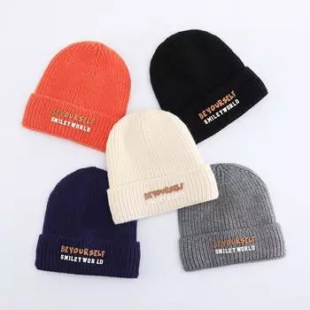 Шерстяная шапка осень-зима женская новая теплая и флисовая модная шапка универсальная вязаная шапка с буквами защита ушей толстая холодная шапка One size хаки