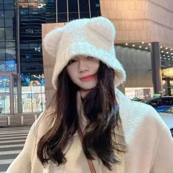 Шерстяная шапка Стильная ушанка Мягкая вязаная шапка Зимняя плотная вязаная шерстяная шапка Вязаная шапка Аксессуары для костюмов чёрный