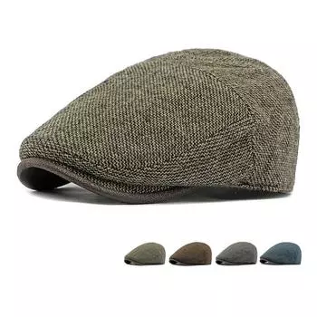 Шерстяная шапка женская осенне-зимняя берет британская шляпа художника шляпа Forward Hat мужская хлопковая шапка кепка с козырьком серый/чёрный