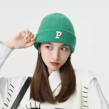 Шерстяная шапка женская осенне-зимняя трендовая утолщенная теплая защитная вязаная шапка студенческая осенне-зимняя универсальная холодная шапка One Size