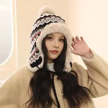 Шерстяная шапка женская осенне-зимняя утепленная теплая шапка для защиты лица маленькая плюшевая шапка для верховой езды холодная шапка Lei Feng one size fits all красный