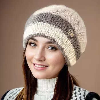 Шерстяная шапка, женская ворсовая шапка, осенне-зимняя толстая двухслойная теплая вязаная шапка 1