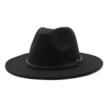 Шерстяная шляпа-цилиндр, теплая фетровая шляпа с большими полями, универсальная ретро-шляпа в стиле джаз, имитация шерстяной шляпы M56-58cm светло-коричневого