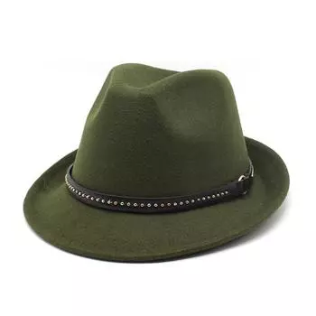 Шерстяная шляпа-цилиндр, женская модная шляпа с золотой пряжкой, джазовая шляпа, шерстяная фетровая шляпа M56-58cm красный