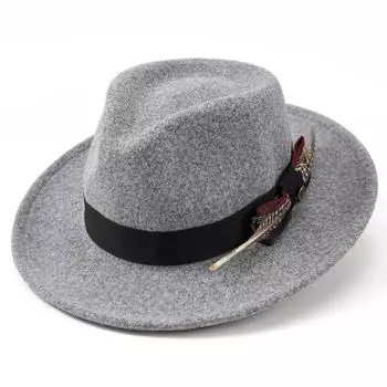 Шерстяная шляпа для мужчин, модная и высококачественная, церемониальная шляпа с перьями и сердцем для женщин, высококачественная рыцарская шляпа One Size светло-серый