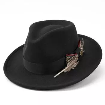 Шерстяная шляпа для мужчин, модная и высококачественная, церемониальная шляпа с перьями и сердцем для женщин, высококачественная рыцарская шляпа One Size чёрный